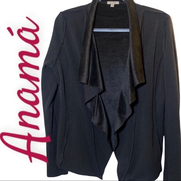 Anama Sweaters - ANAMA DRAPE FRONT FAUX FUR OPEN CARDIGAN SWEATER JACKET FAIRYGOTH, SMALL